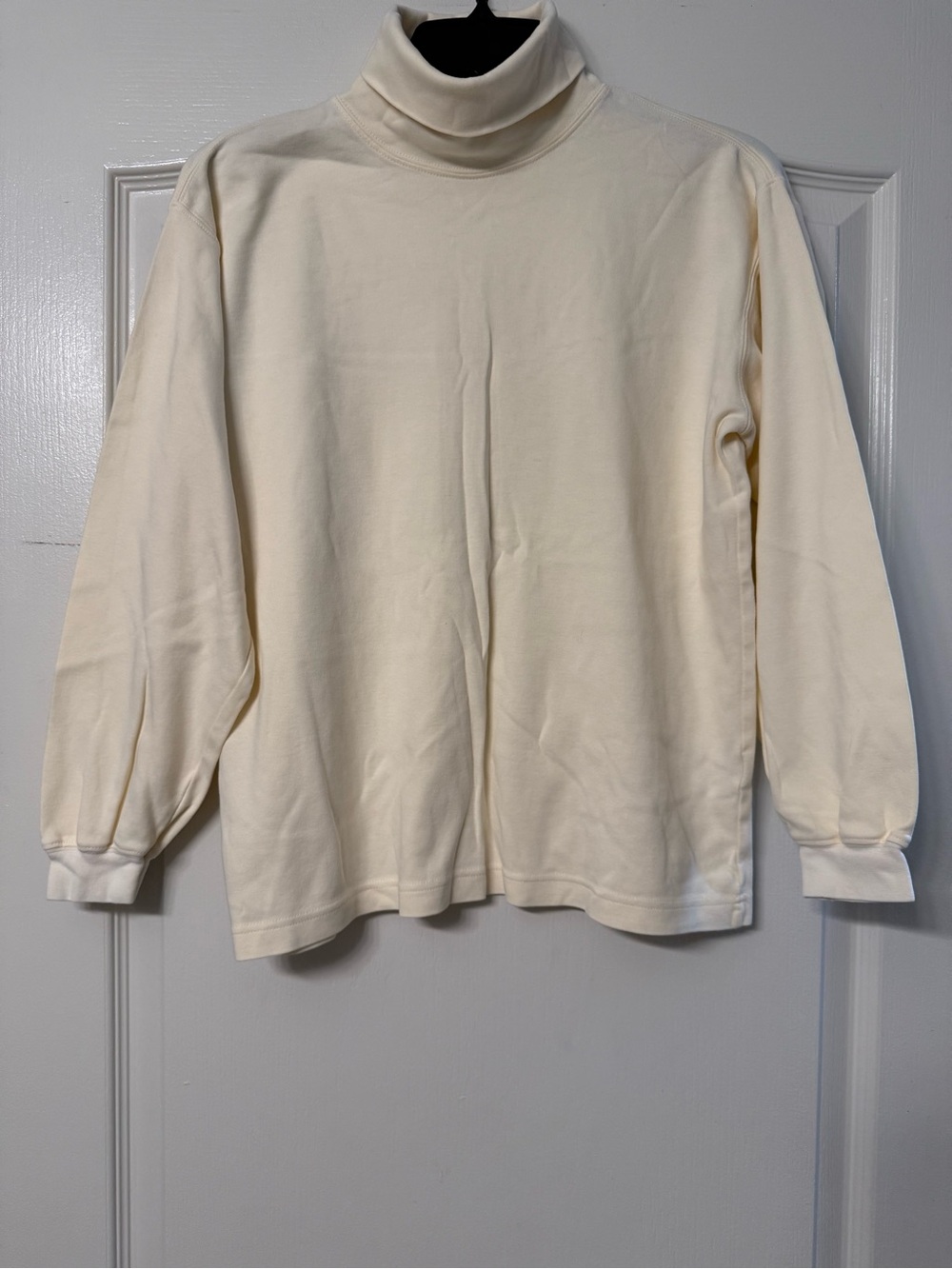 Talbots Women’s Ivory 100% Cotton Turtleneck Long Sleeve Knit Top Size Small
